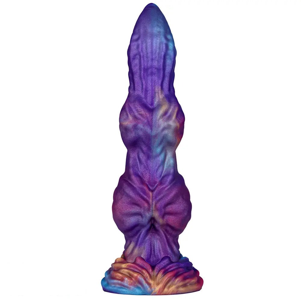 Purple and blue knotted silicone dildo, photo 1