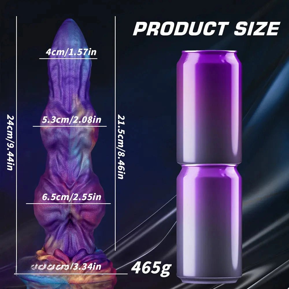 Purple and blue knotted silicone dildo, photo 5