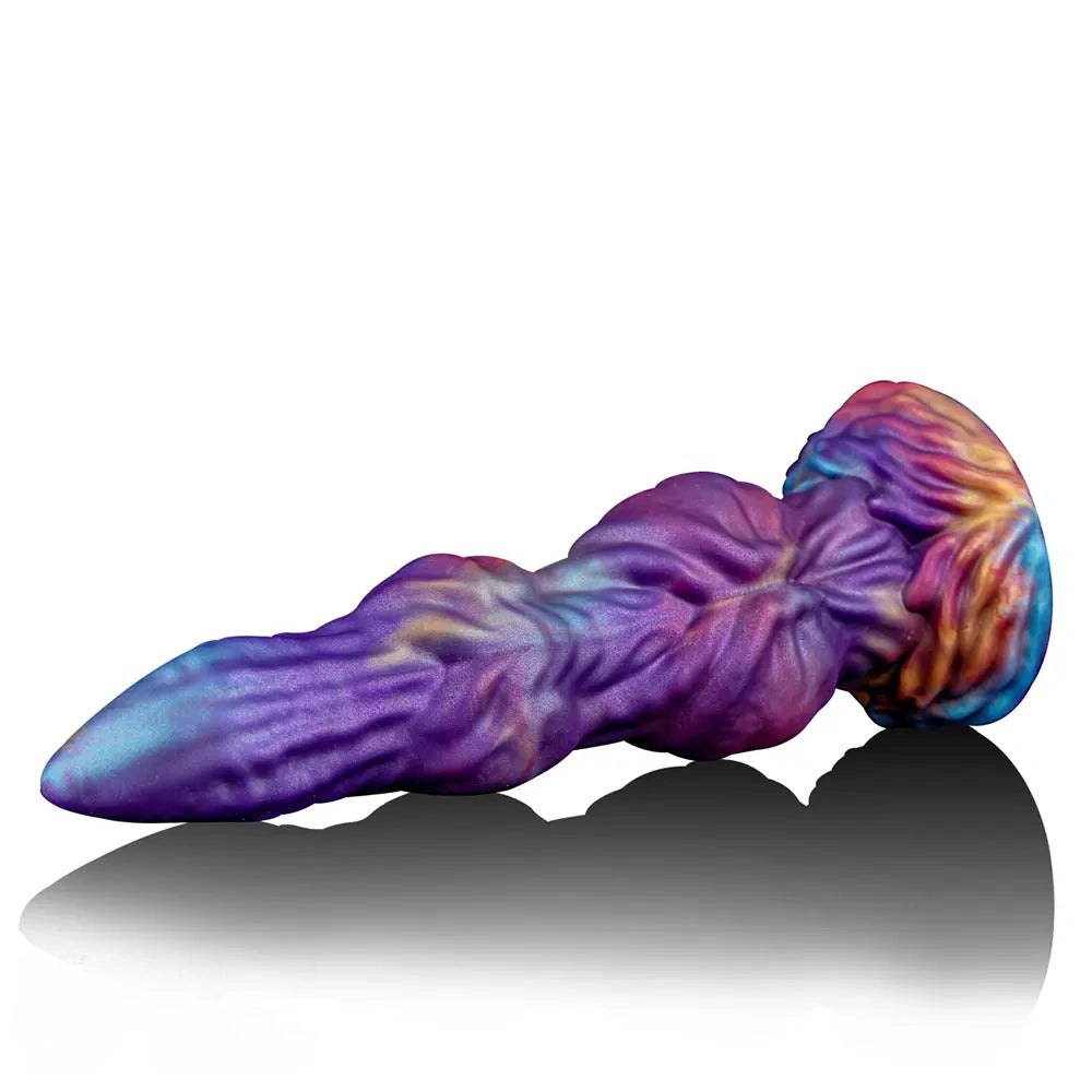 Purple and blue knotted silicone dildo, photo 6