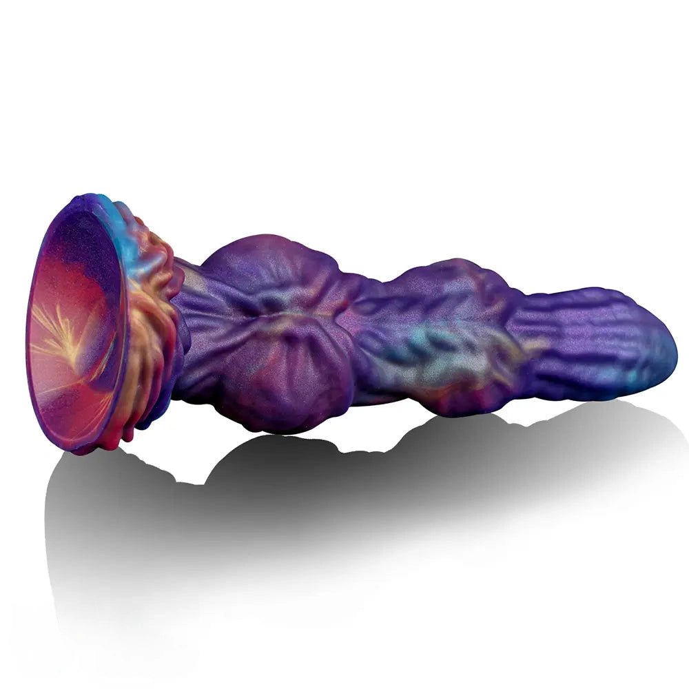 Purple and blue knotted silicone dildo, photo 7