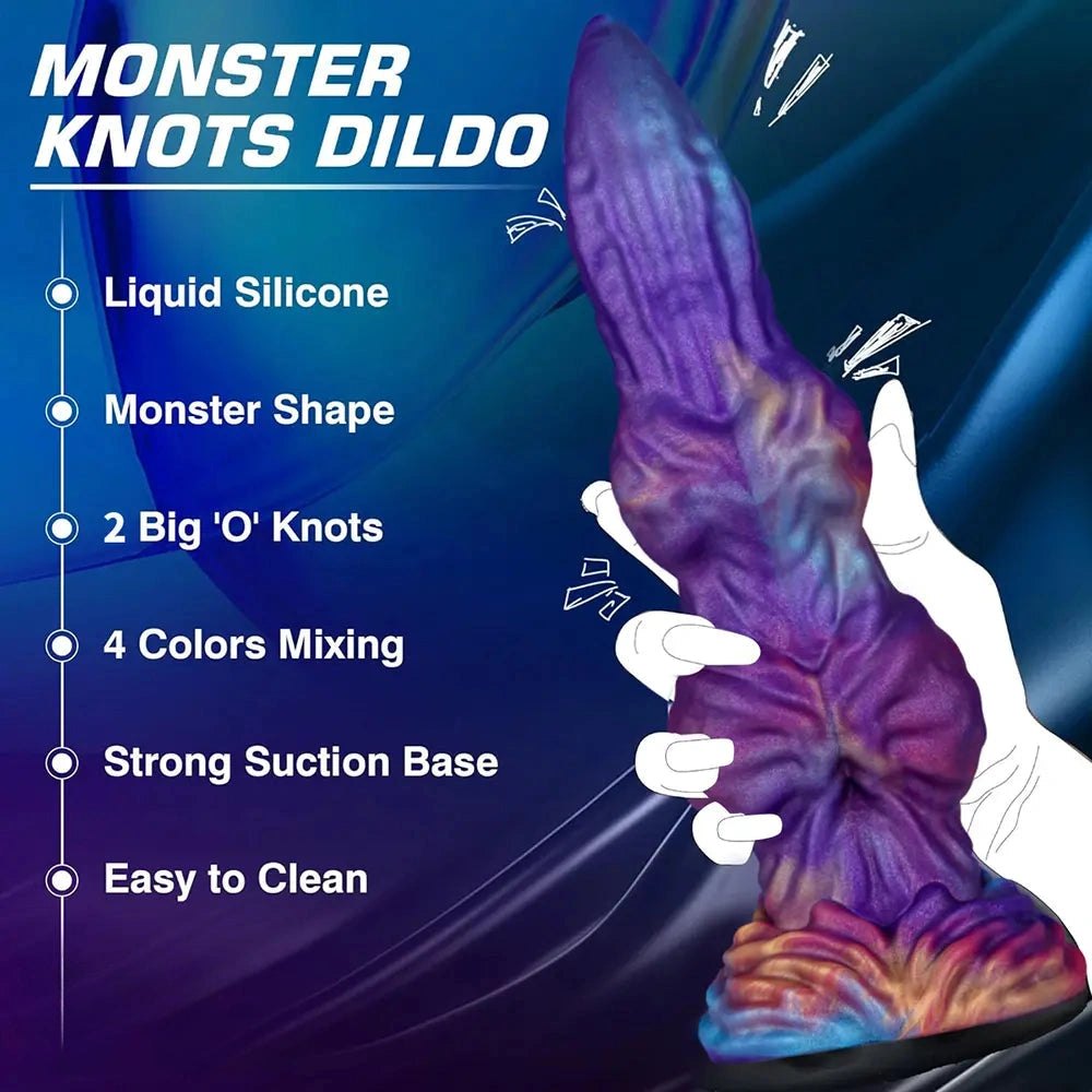 Purple and blue knotted silicone dildo, photo 8