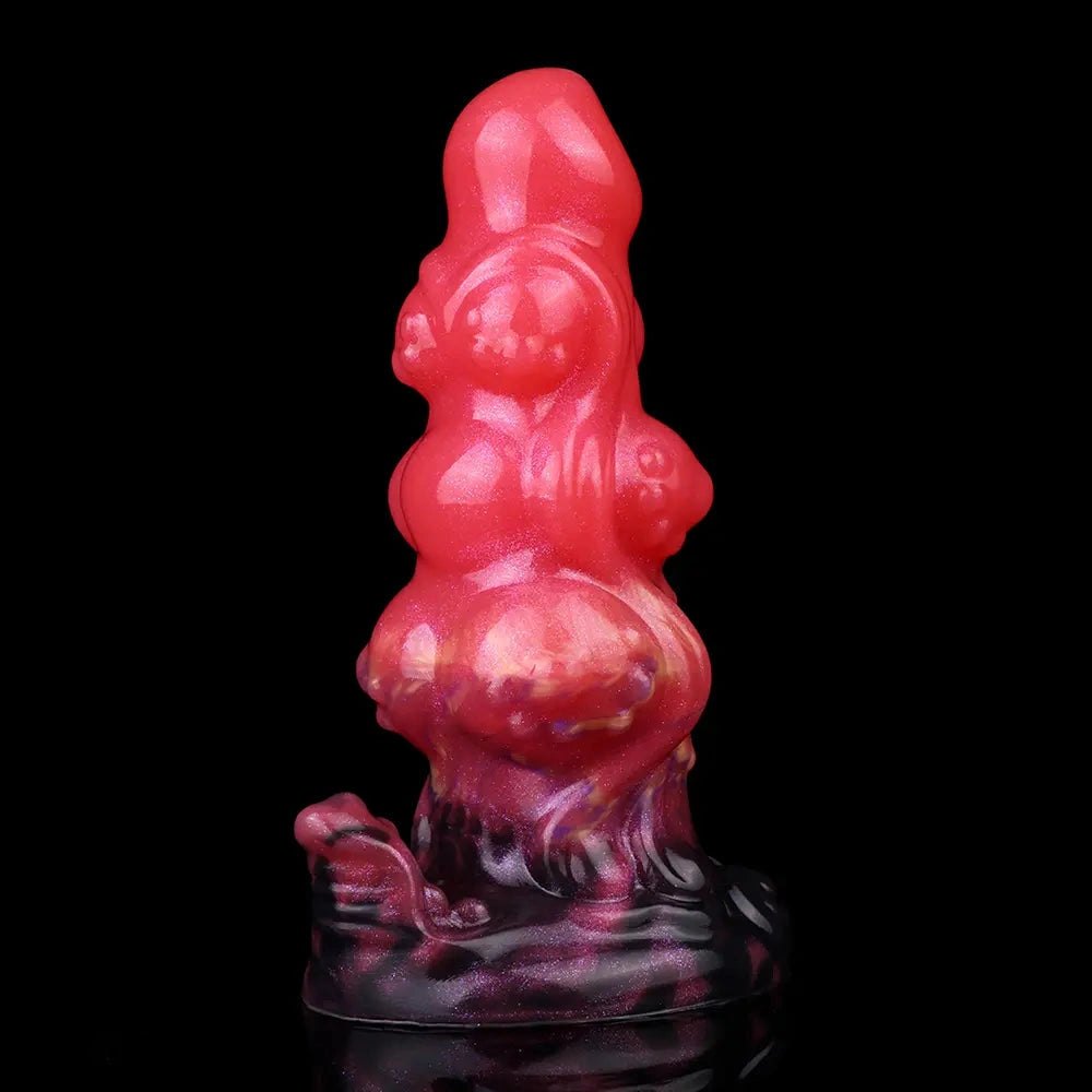 Red ridged monster silicone fantasy dildo, photo 11