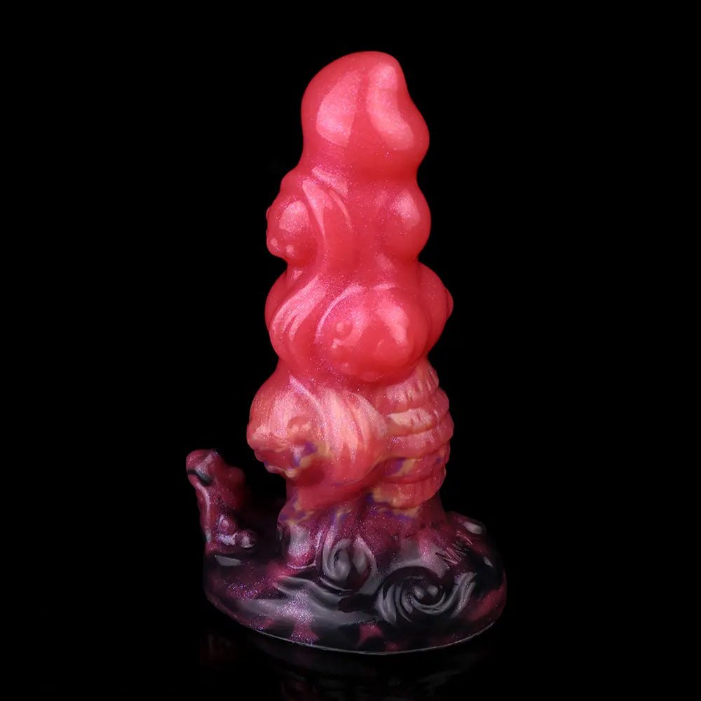 Red ridged monster silicone fantasy dildo, photo 13