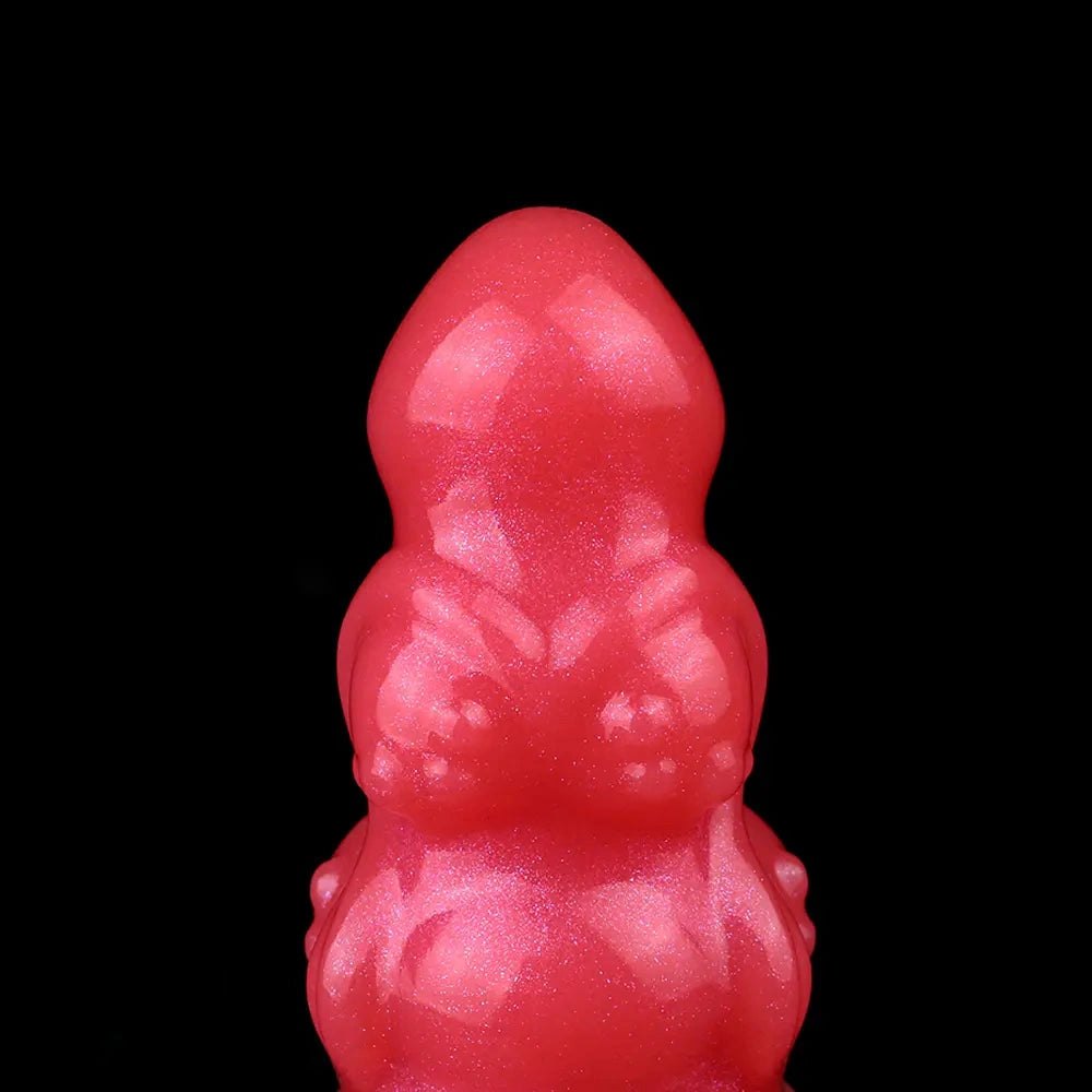 Red ridged monster silicone fantasy dildo, photo 14