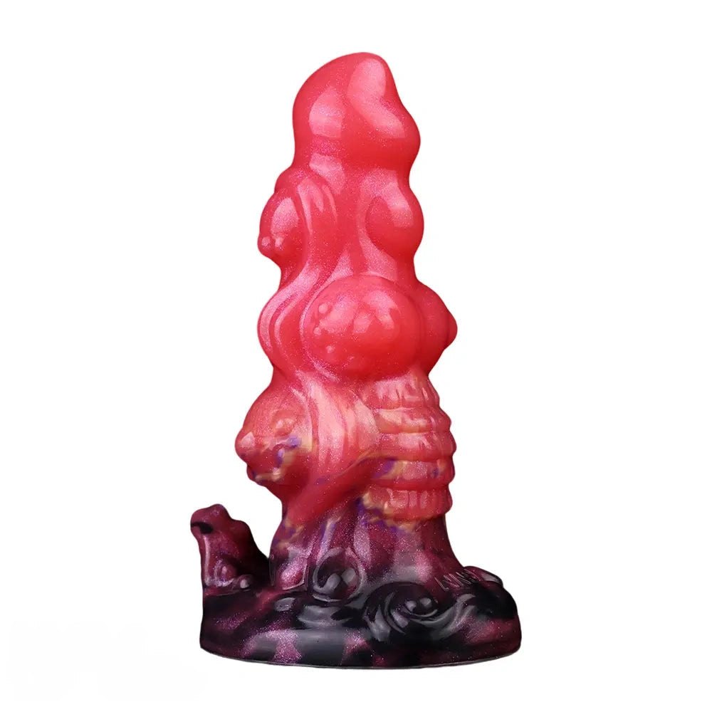 Red ridged monster silicone fantasy dildo, photo 5