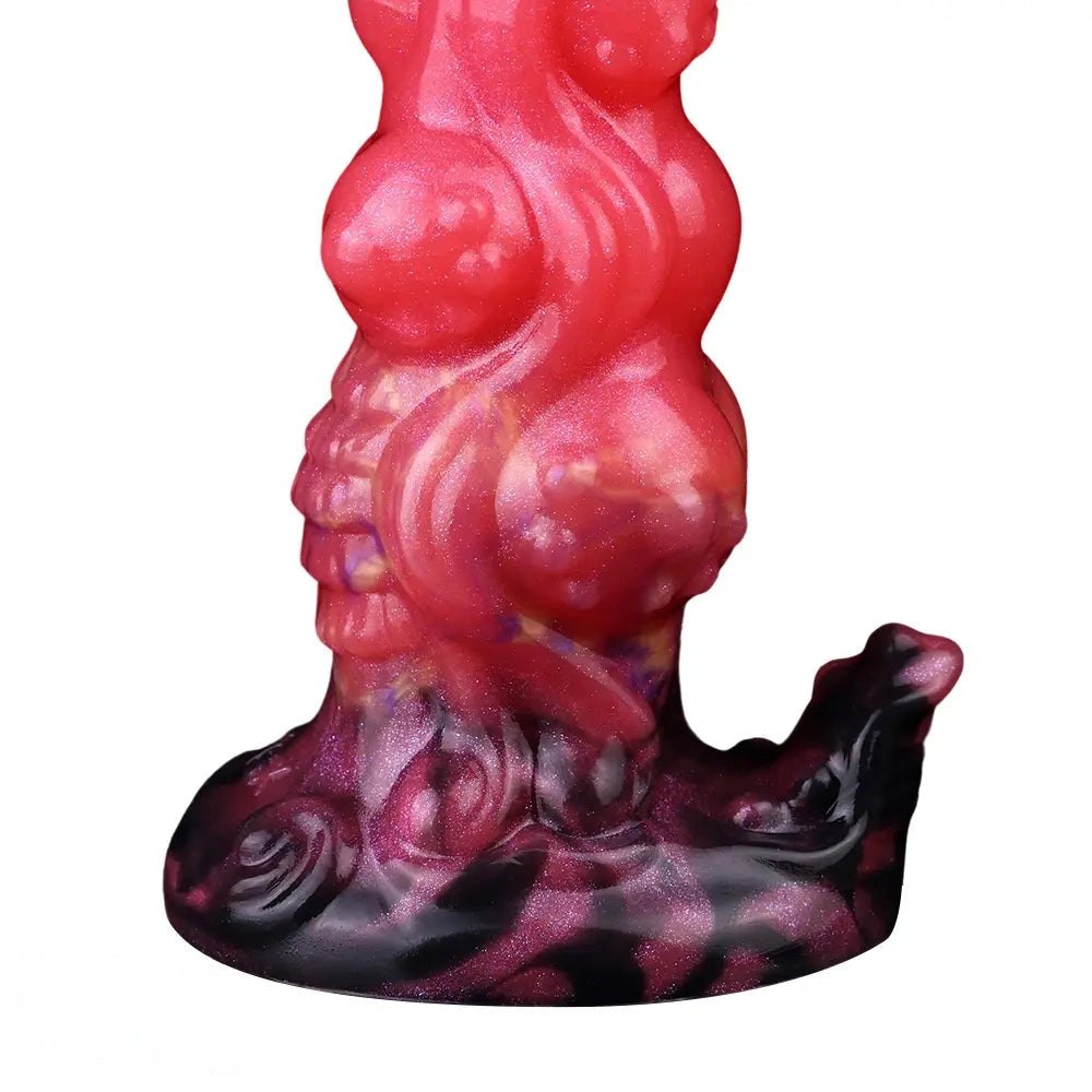Red ridged monster silicone fantasy dildo, photo 6