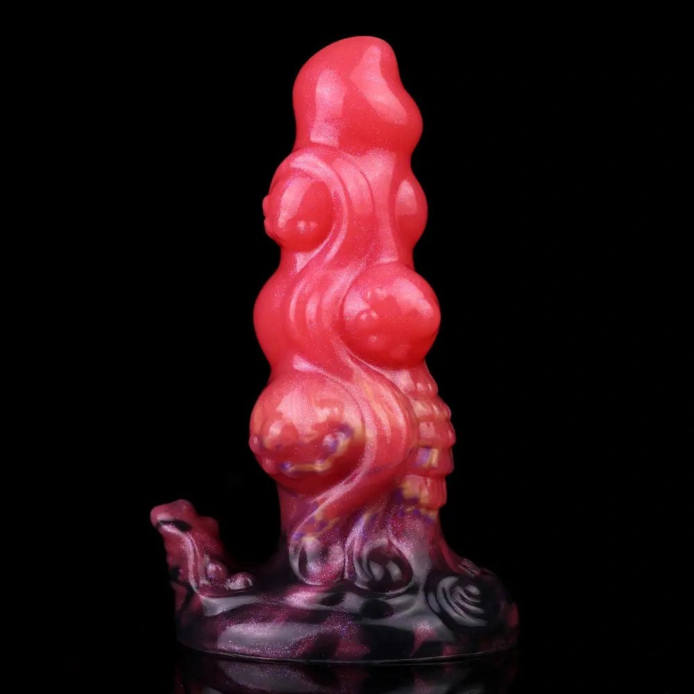 Red ridged monster silicone fantasy dildo, photo 8