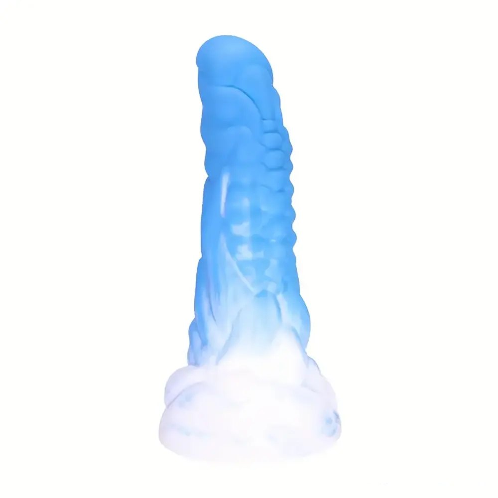 Blue ridged monster fantasy dildo