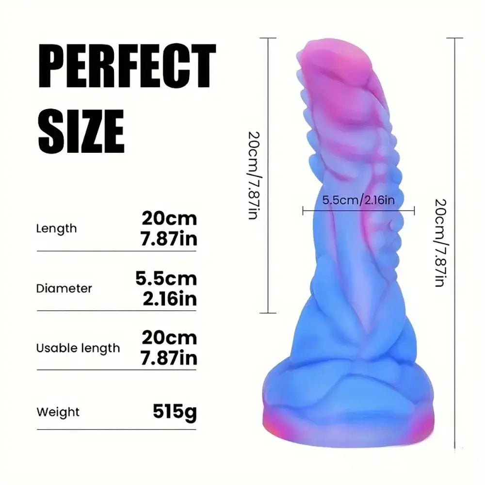 Multicolor ridged monster fantasy dildo