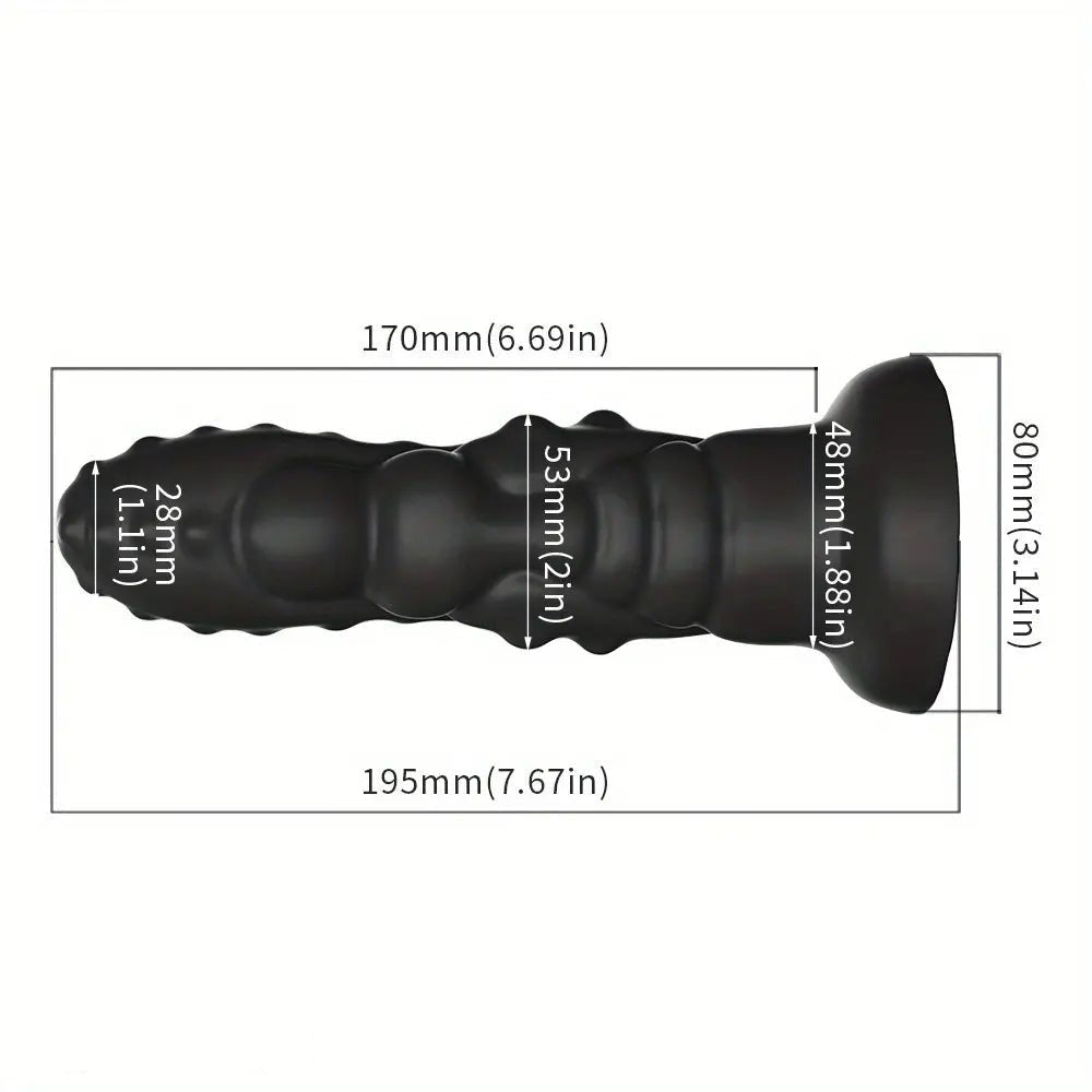 Black ridged monster PVC dildo