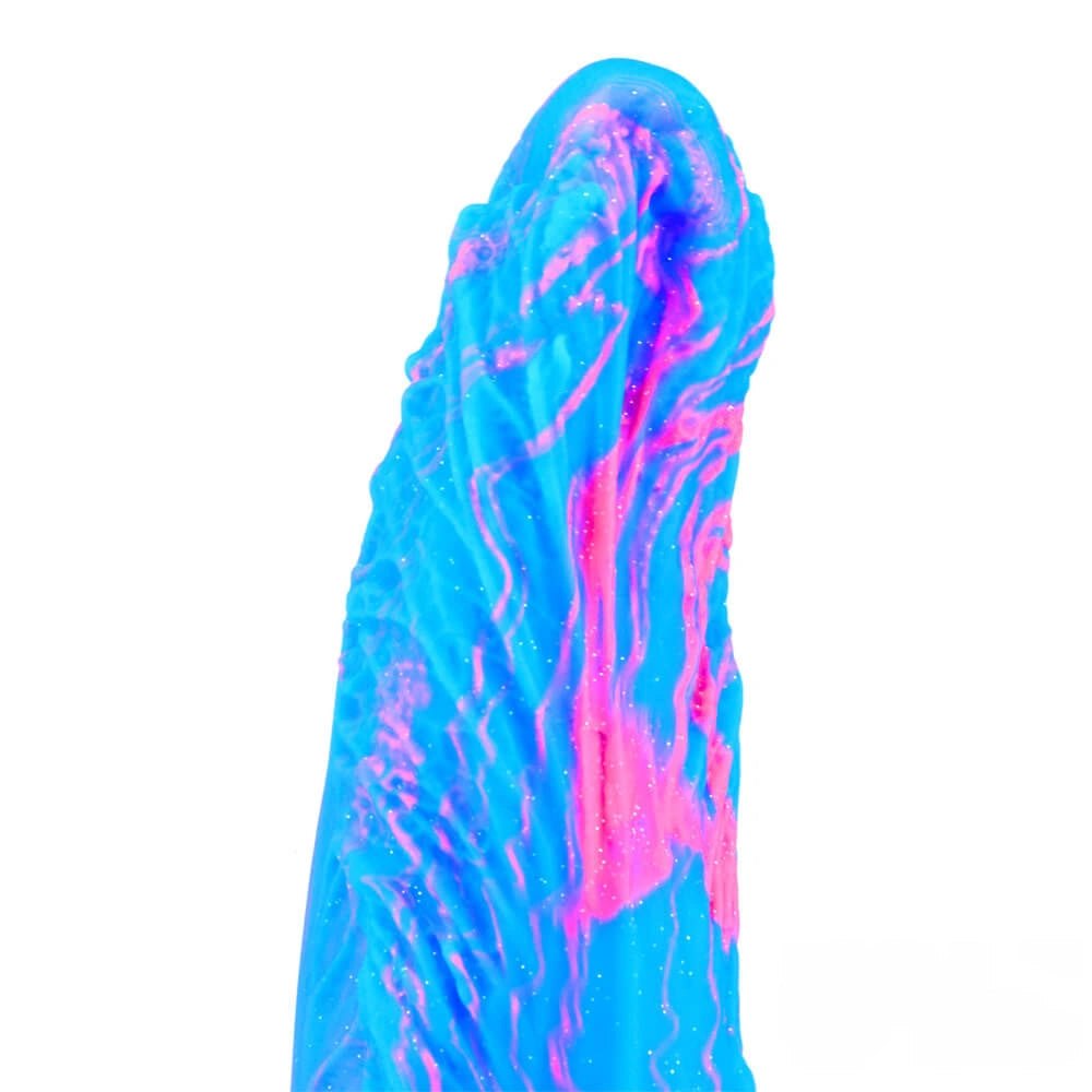 Ridged multicolor silicone dildo with suction cup base, photo 10