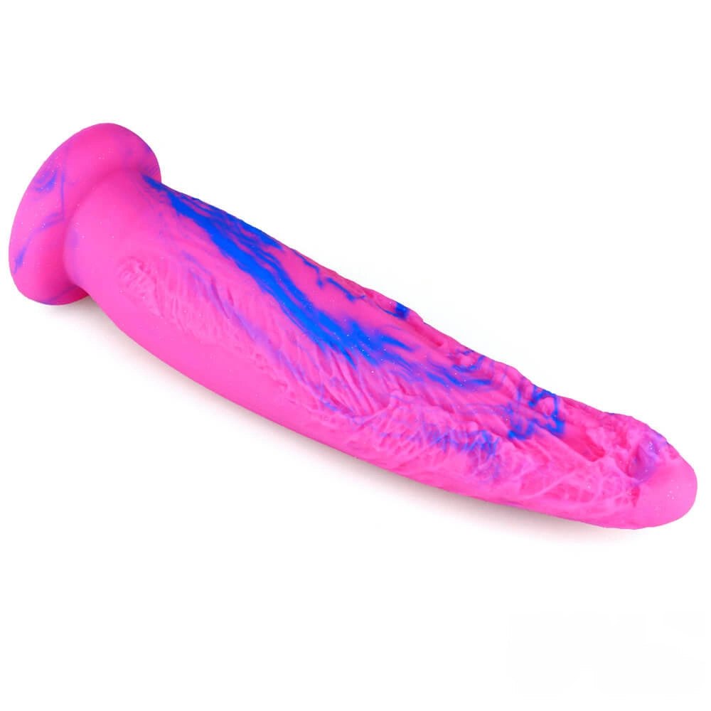 Ridged multicolor silicone dildo with suction cup base, photo 12