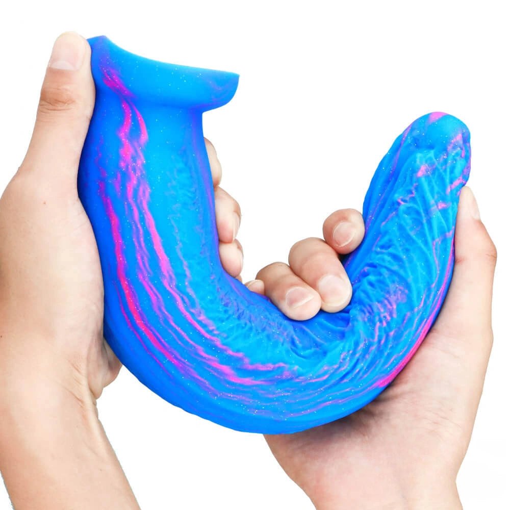 Ridged multicolor silicone dildo with suction cup base, photo 13