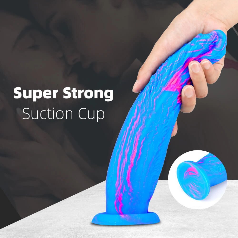 Ridged multicolor silicone dildo with suction cup base, photo 2