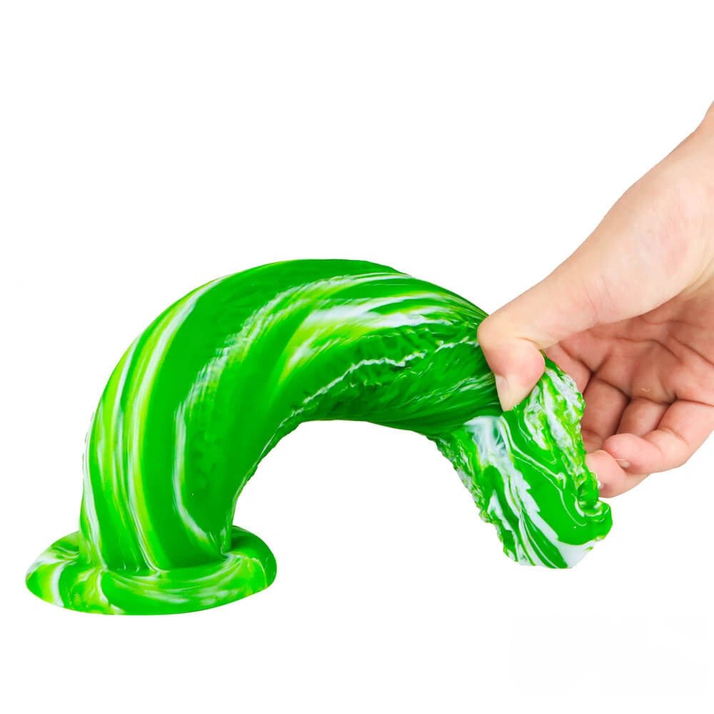 Ridged multicolor silicone dildo with suction cup base, photo 8