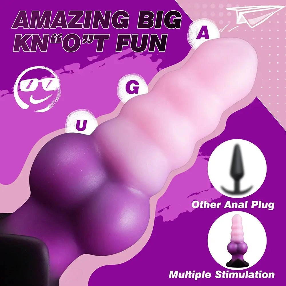 Ombre pink purple ridged fantasy dildo, photo 3