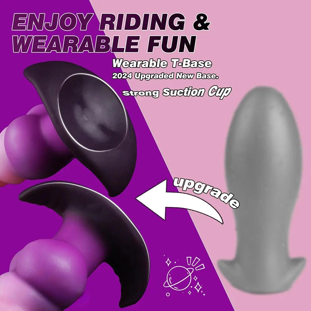 Ombre pink purple ridged fantasy dildo, photo 4