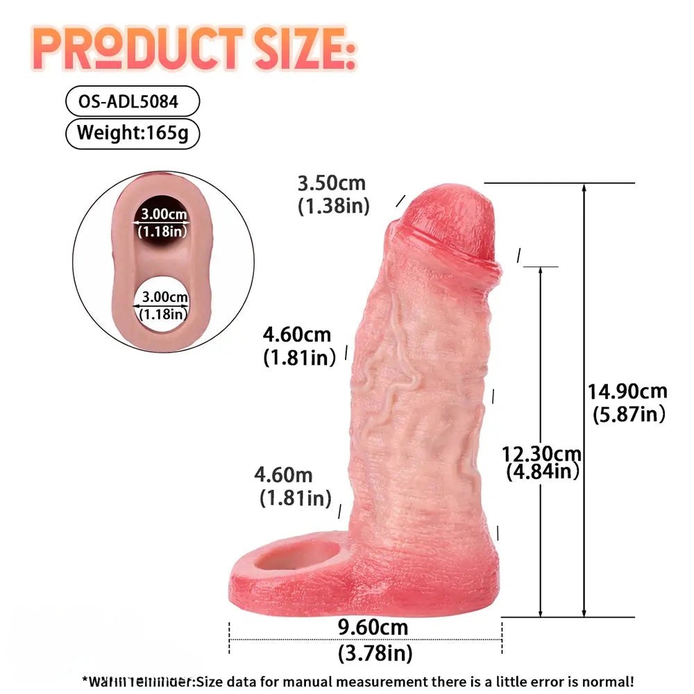 Flesh ridged penis sleeve with ring, photo 10
