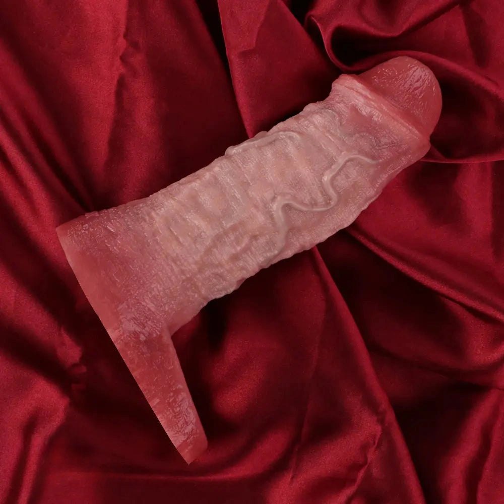 Flesh ridged penis sleeve with ring, photo 11