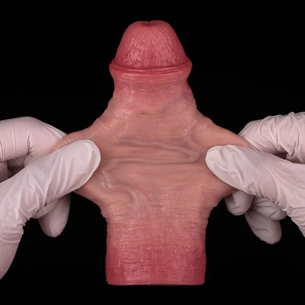 Flesh ridged penis sleeve with ring, photo 12