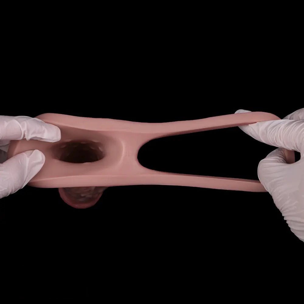 Flesh ridged penis sleeve with ring, photo 13