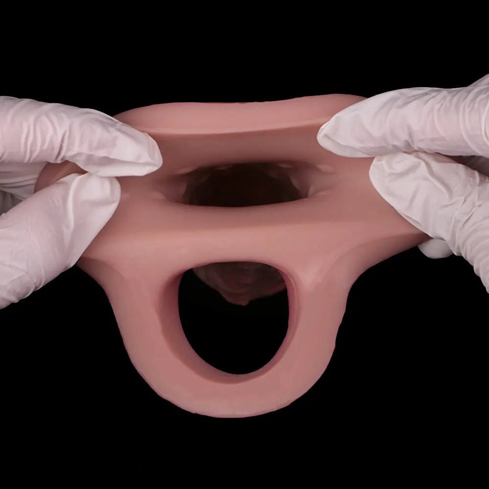 Flesh ridged penis sleeve with ring, photo 14