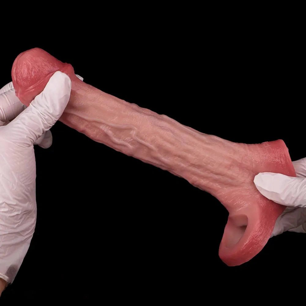 Flesh ridged penis sleeve with ring, photo 15