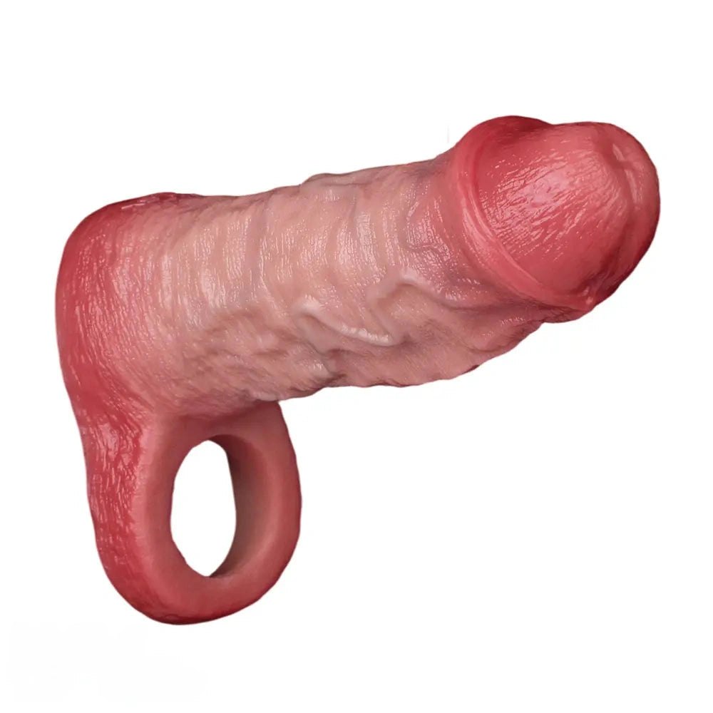 Flesh ridged penis sleeve with ring, photo 2