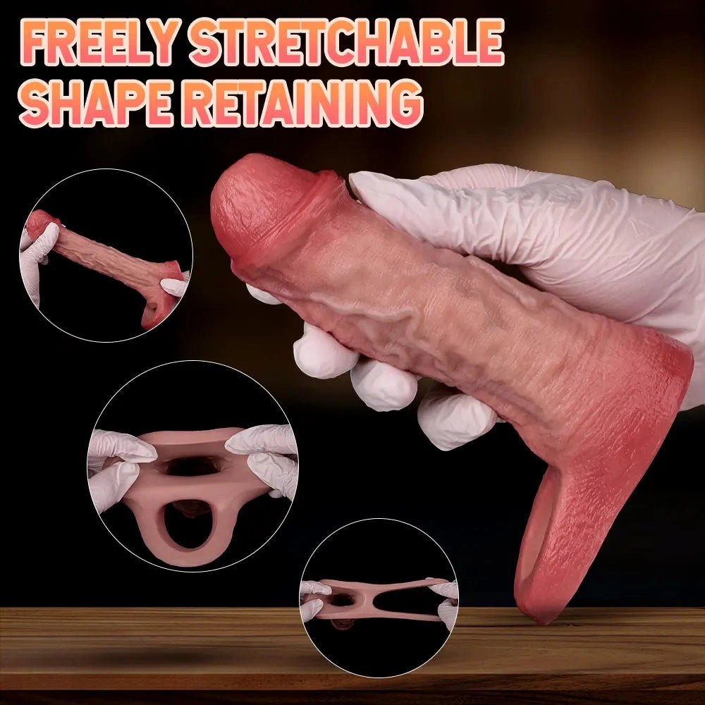 Flesh ridged penis sleeve with ring, photo 8