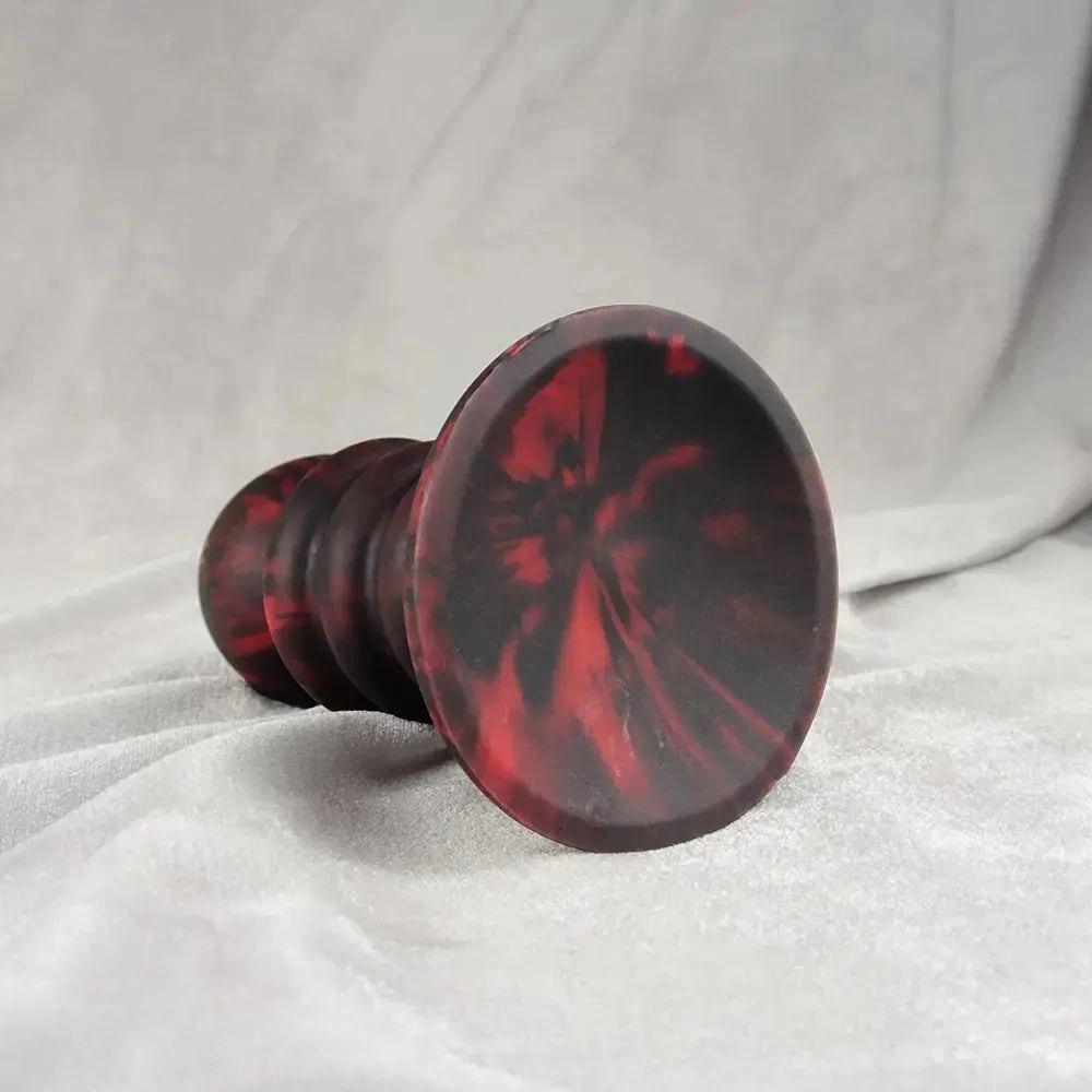 Red and black ridged silicone anal plug set, photo 8