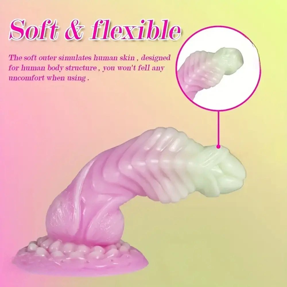 Ridged silicone snake dildo with suction cup base, photo 2