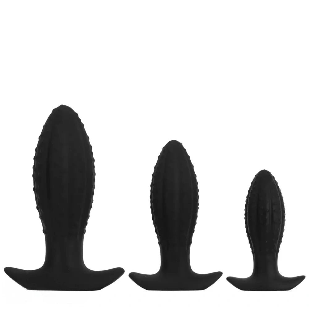 Black ridged anal plug, photo 1