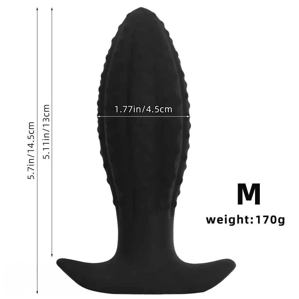 Black ridged anal plug, photo 11