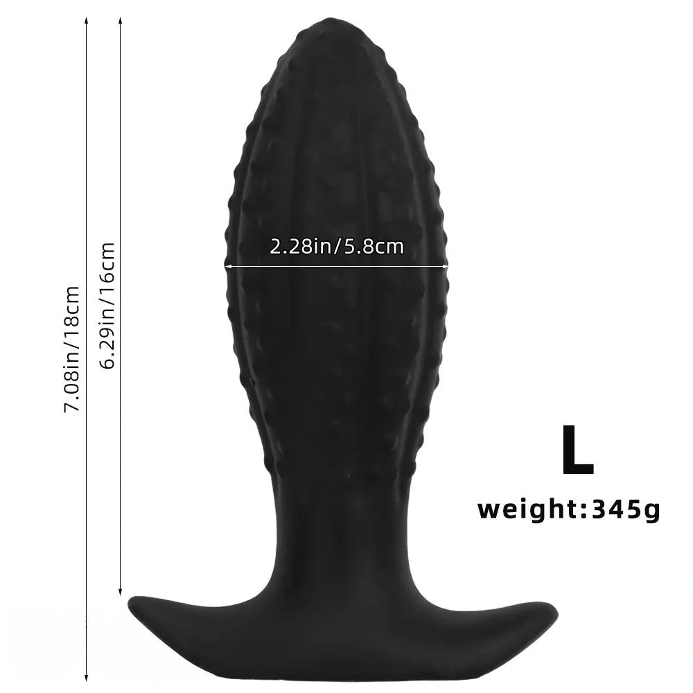 Black ridged anal plug, photo 12