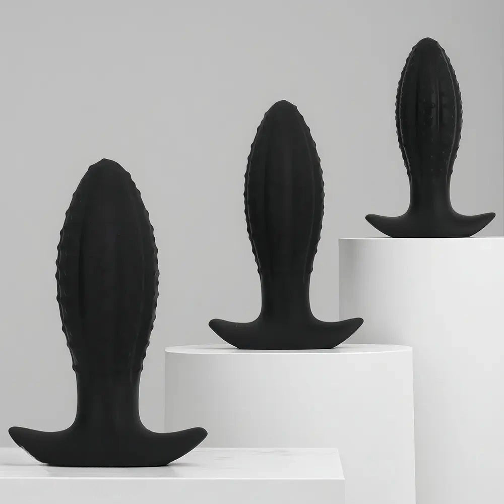 Black ridged anal plug, photo 3