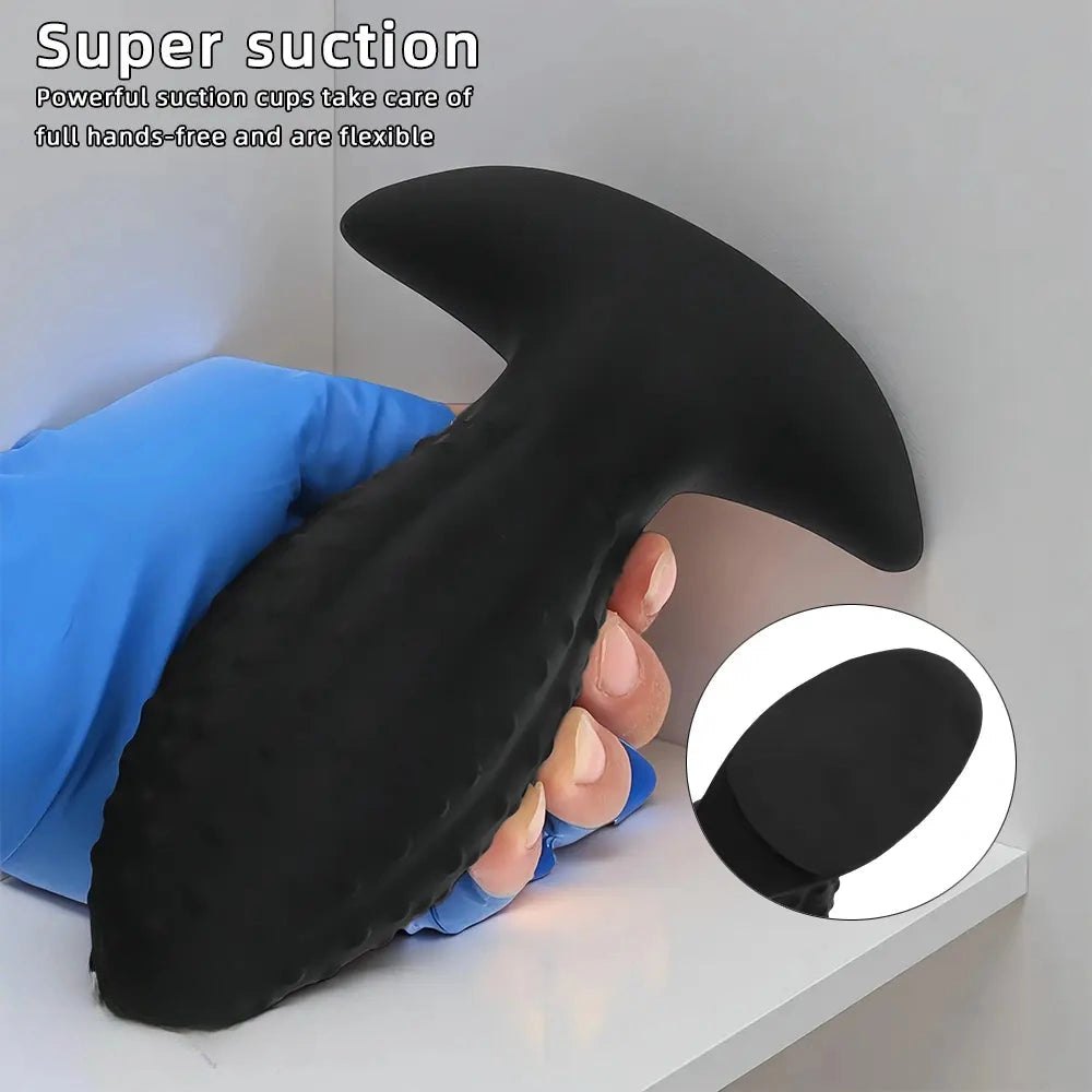 Black ridged anal plug, photo 4