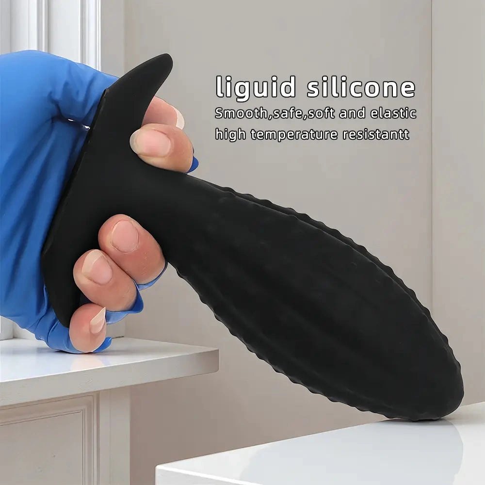Black ridged anal plug, photo 6