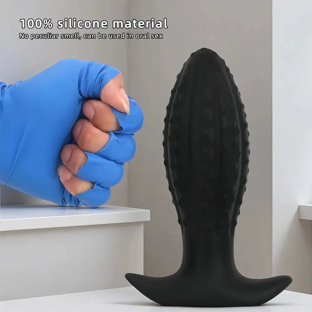 Black ridged anal plug, photo 7