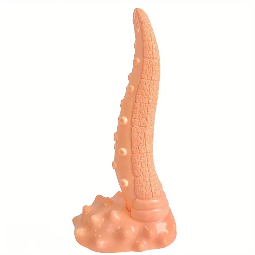 Flesh ridged tentacle fantasy dildo with suction cup base
