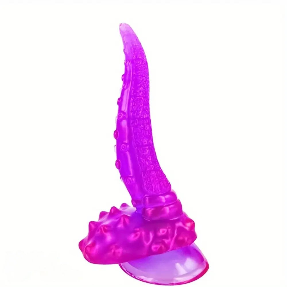 Purple ridged tentacle fantasy dildo with suction cup base
