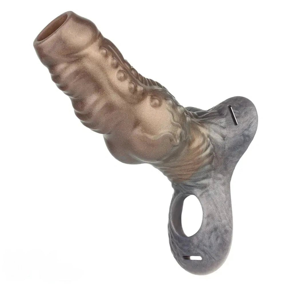 Ridged tentacle-textured silicone strap-on dildo, photo 1
