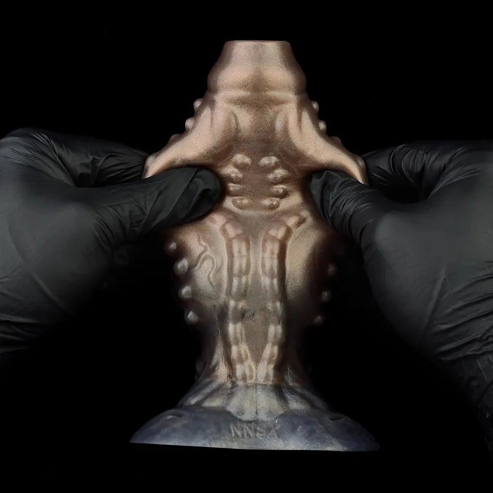 Ridged tentacle-textured silicone strap-on dildo, photo 13