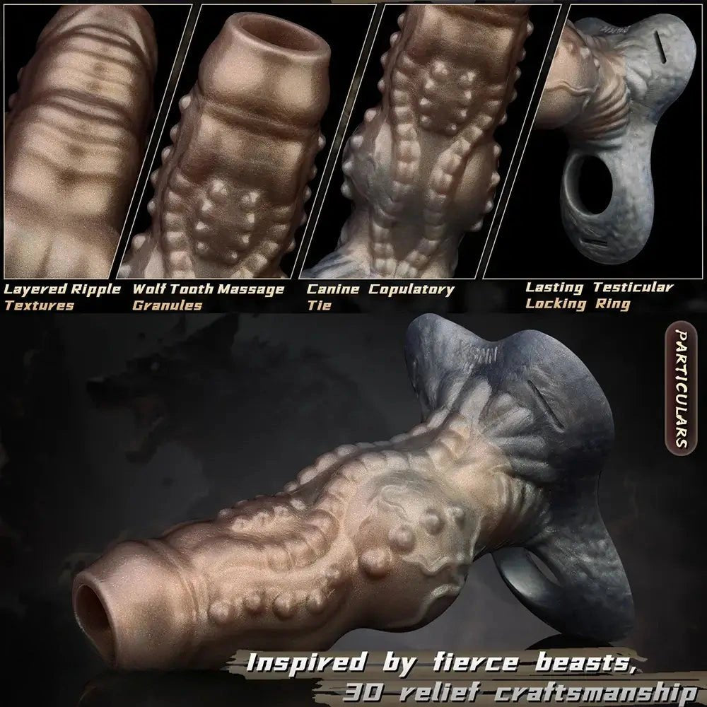 Ridged tentacle-textured silicone strap-on dildo, photo 4