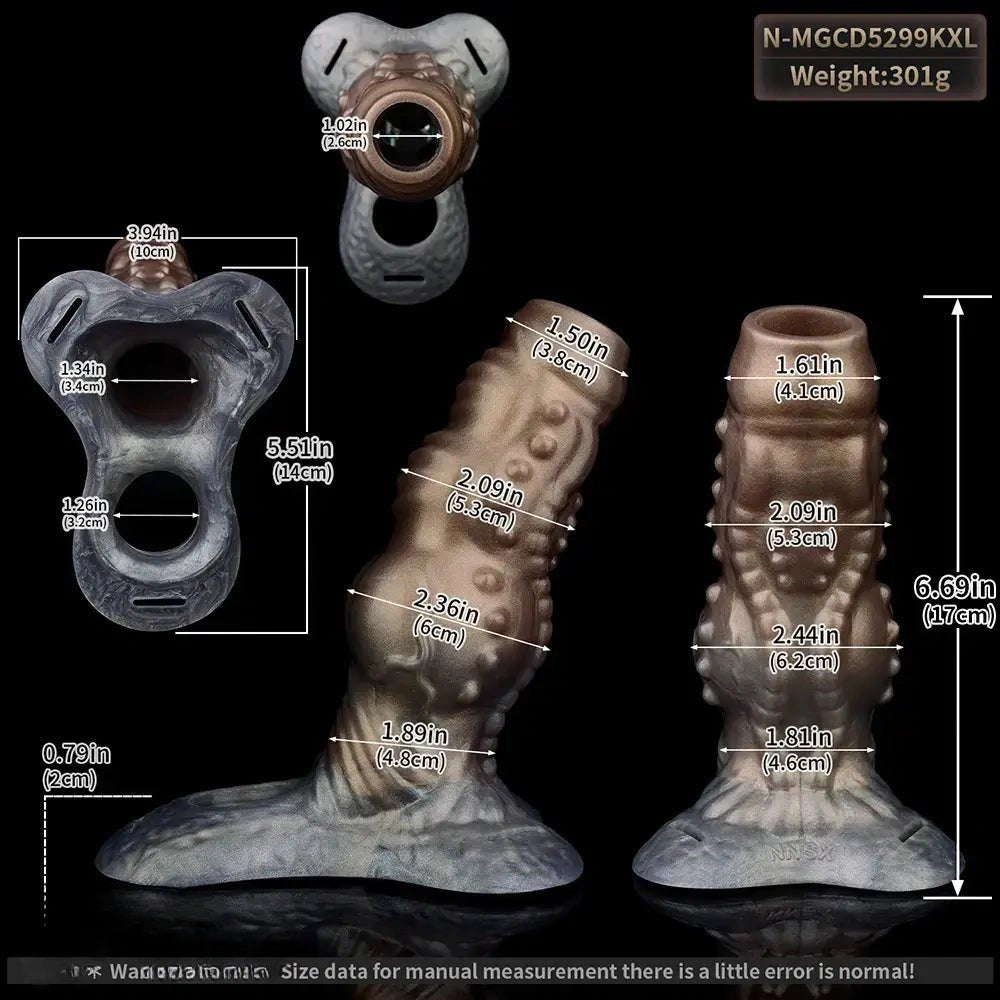 Ridged tentacle-textured silicone strap-on dildo, photo 6