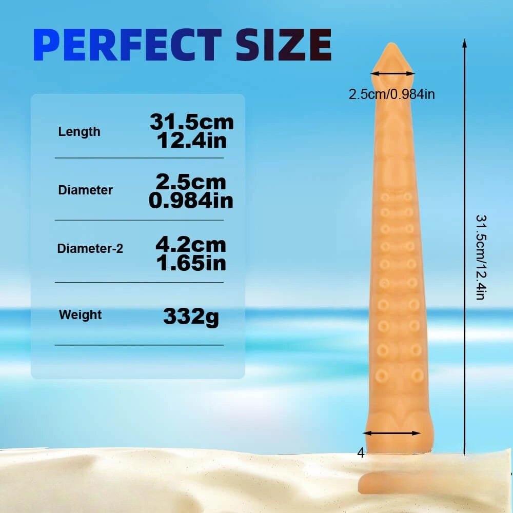 Flesh ridged tentacle fantasy dildo with suction cup base