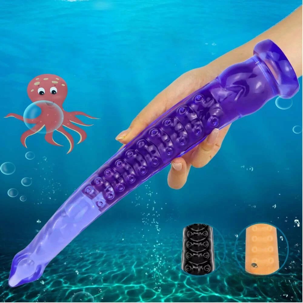 Ridged tentacle fantasy dildo with suction cup base, photo 1