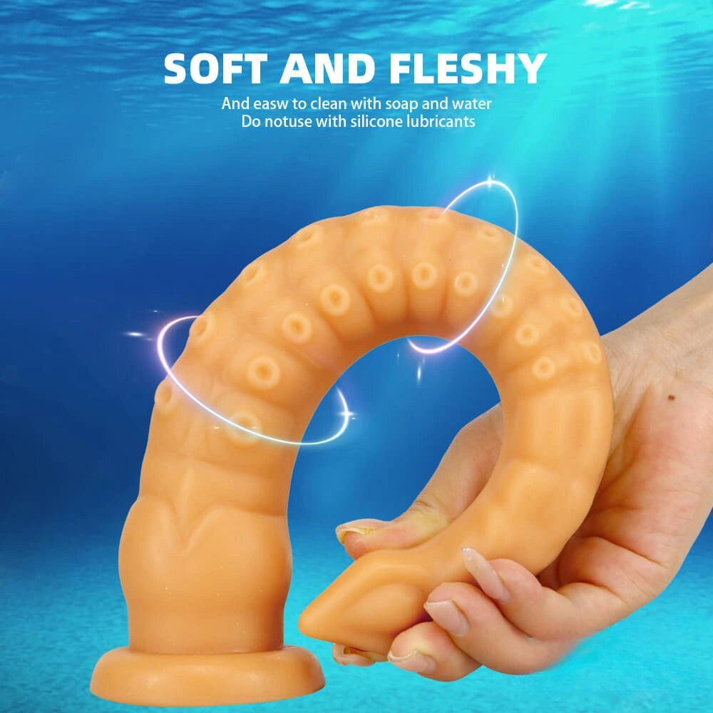 Ridged tentacle fantasy dildo with suction cup base, photo 3