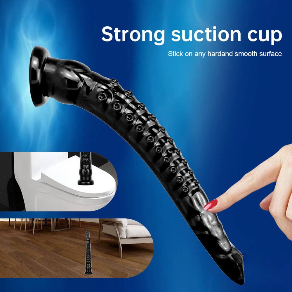Ridged tentacle fantasy dildo with suction cup base, photo 5