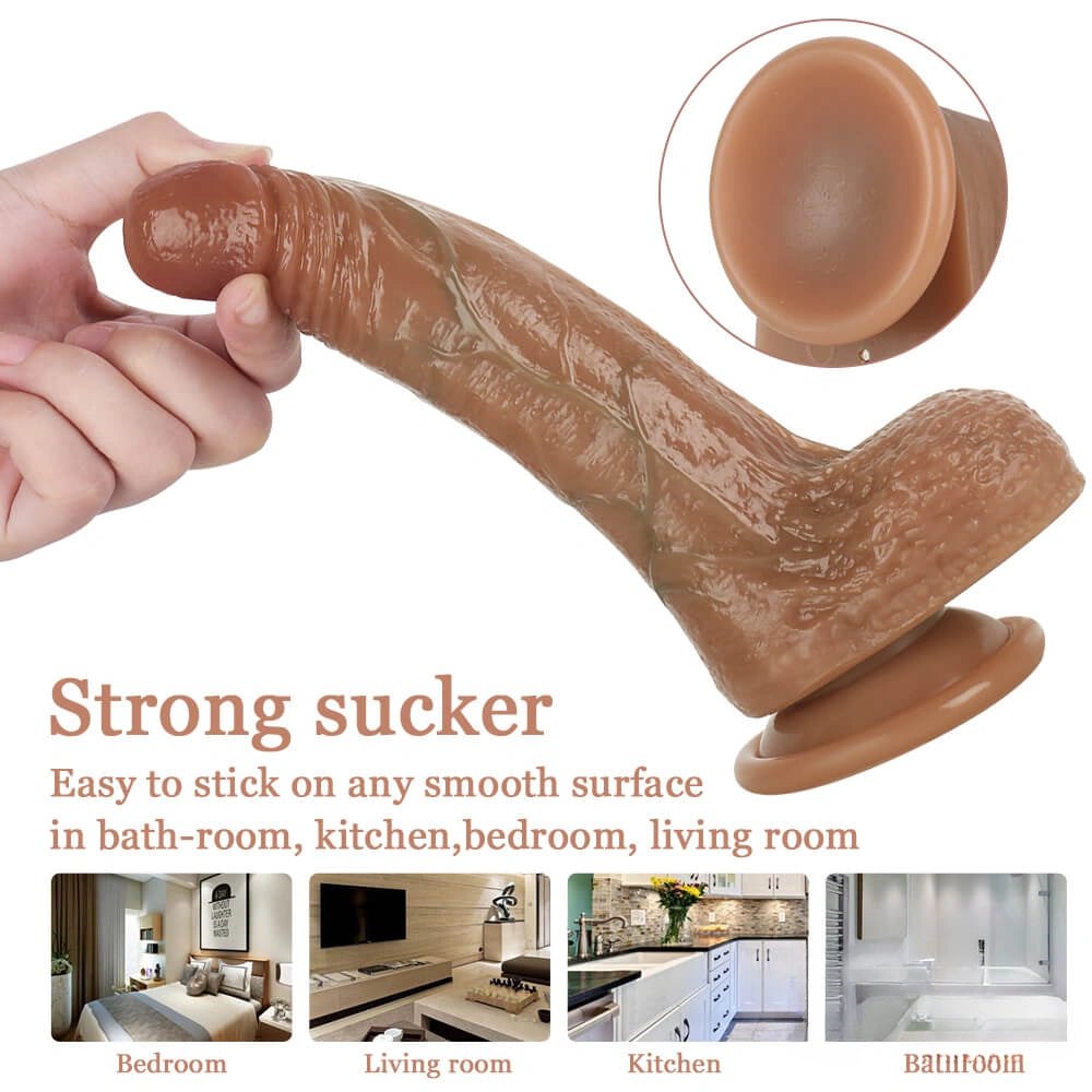 Flesh-tone silicone suction cup dildo, photo 6