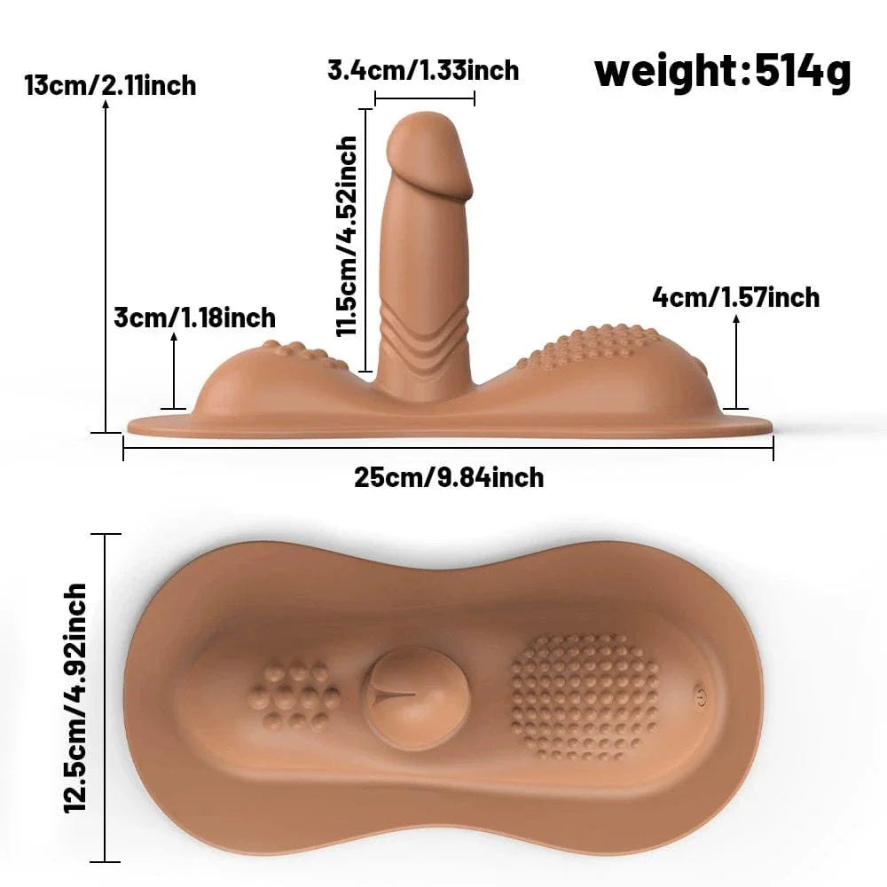 Tan riding vibrator with dildo texture, photo 8